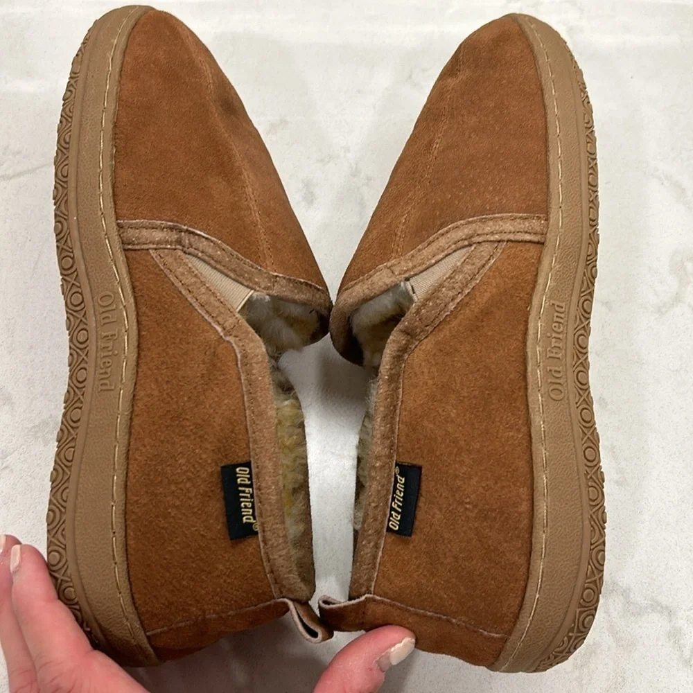 Romeo Genuine Shearling Leather OLD FRIEND Men’s Size 9 Slippers Chestnut
